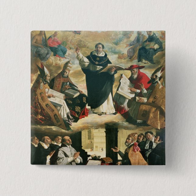 The Apotheosis of St. Thomas Aquinas, 1631 2 Inch Square Button (Front)