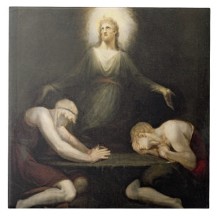 The Appearance of Christ at Emmaus, 1792 (oil on c Tile