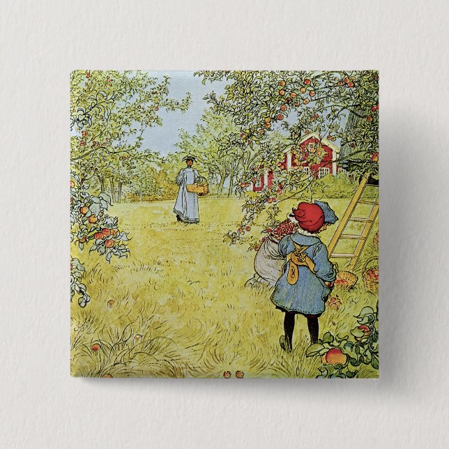 The Apple Harvest 2 Inch Square Button (Front)