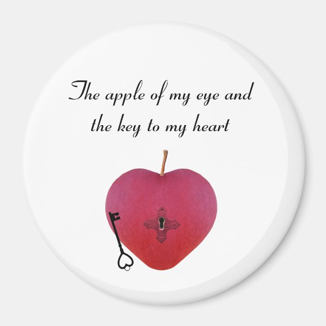 The apple of my eye and the key to my heart magnet (Front)