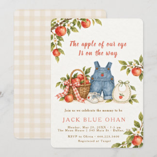The Apple of our Eye Autumn Fall Baby boy Shower Invitation