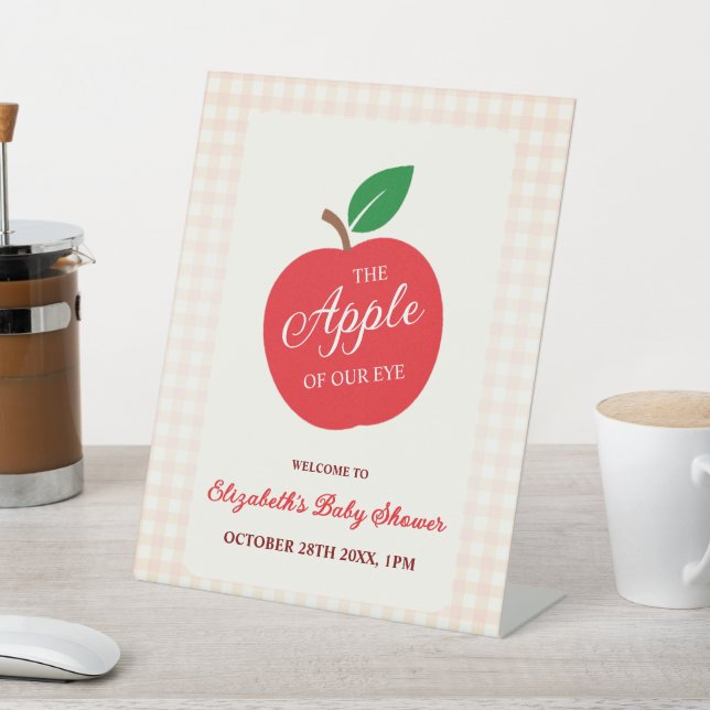 The Apple Of Our Eye Baby Shower Pedestal Sign (In SItu)