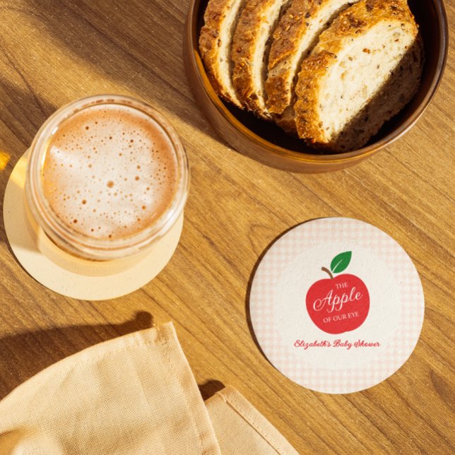 The Apple Of Our Eye Baby Shower Round Paper Coaster (Creator Uploaded)