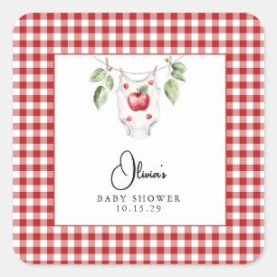 The Apple of our Eye Baby Shower  Square Sticker