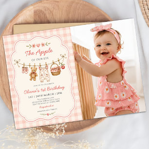 The Apple of Our Eye Clothesline Birthday Photo Invitation