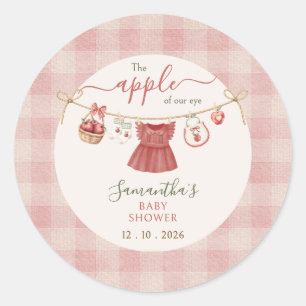 The Apple Of Our Eye clothesline dusty rose  Classic Round Sticker