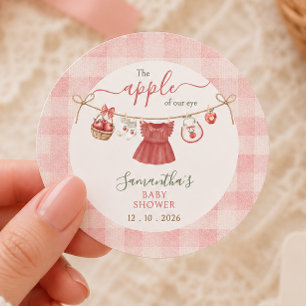 The Apple Of Our Eye clothesline dusty rose Classic Round Sticker
