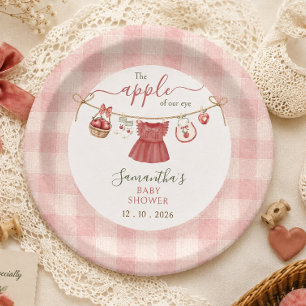 The Apple Of Our Eye clothesline dusty rose  Paper Plate