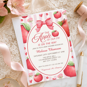 The Apple Of Our Eye Coquette Red Pink Baby Shower Invitation