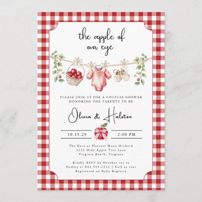 The Apple of Our Eye Couples  Invitation (Front)