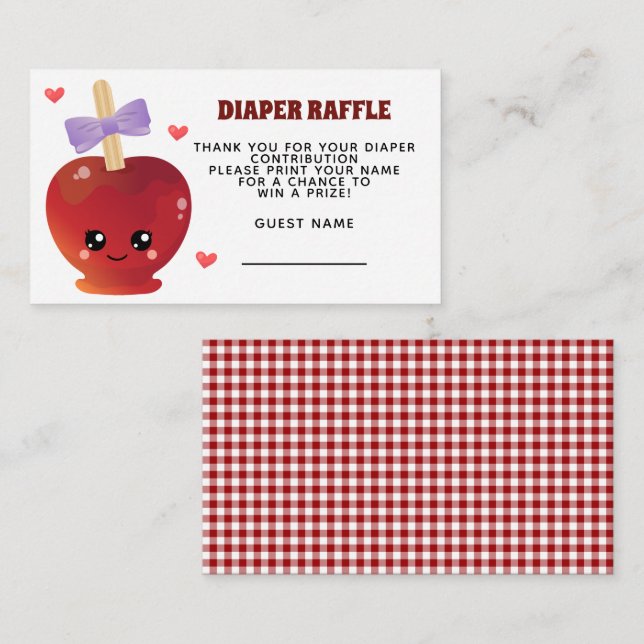 The Apple of our eye Diaper Raffle Enclosure Card (Front/Back)