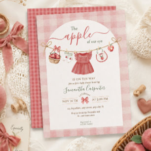 The Apple Of Our Eye Fall dusty rose Baby Shower  Invitation