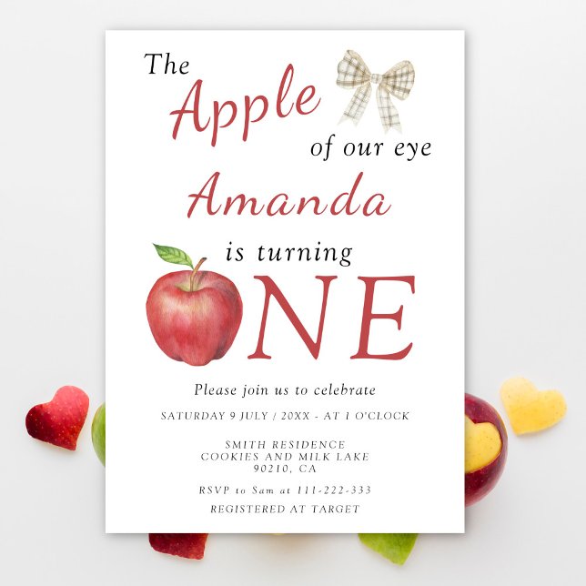 The apple of our eye First Birthday  Invitation (Creator Uploaded)