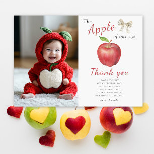 The Apple of our eye Kids birthday party thank you Card