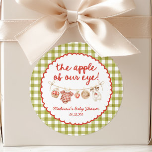 The Apple Of Our Eye Whimsical Fall Baby Shower Classic Round Sticker