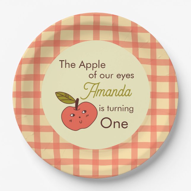 The Apple of our eyes cute red apple Paper Plate (Front)