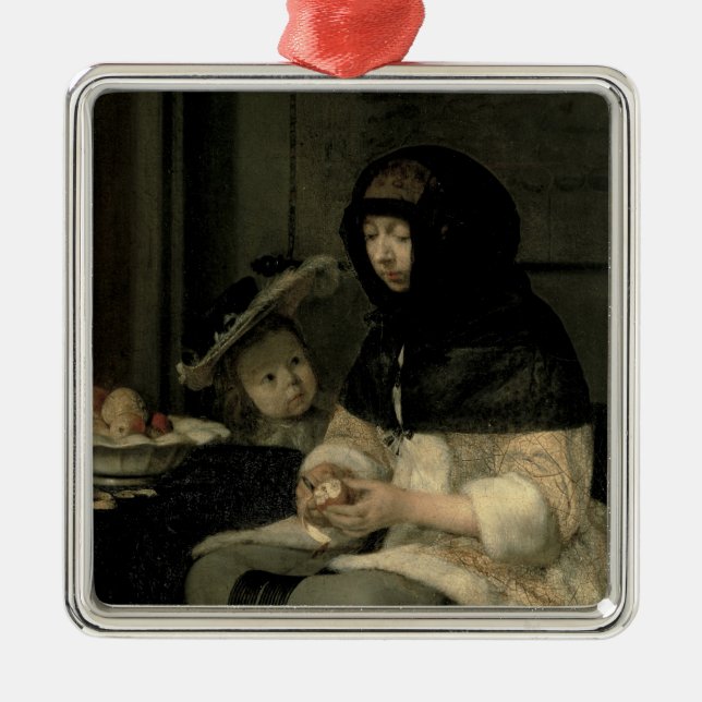 The Apple Peeler, 1660 Metal Ornament (Front)