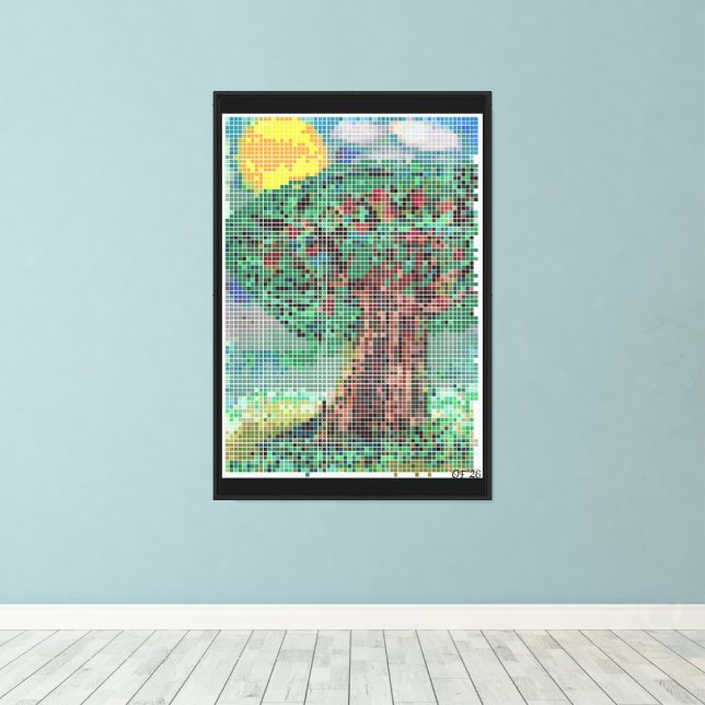 The Apple Tree in Pixels Canvas Print (Insitu(Wood Floor))