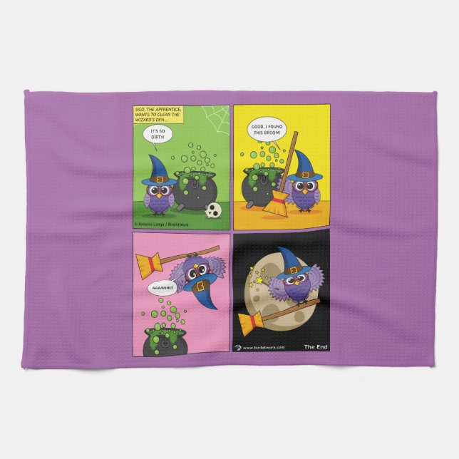 The Apprentice Wizard - Cleaning Comic Kitchen Towel (Horizontal)