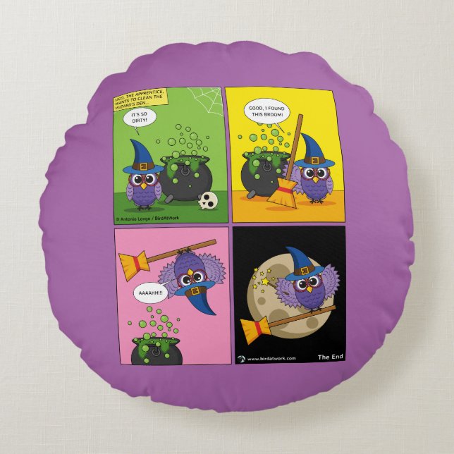 The Apprentice Wizard - Cleaning Round Pillow (Front)