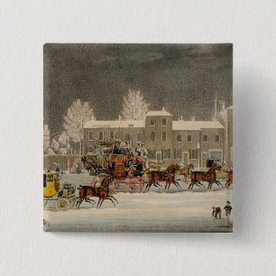 The Approach to Christmas, engraved by George Hunt 2 Inch Square Button