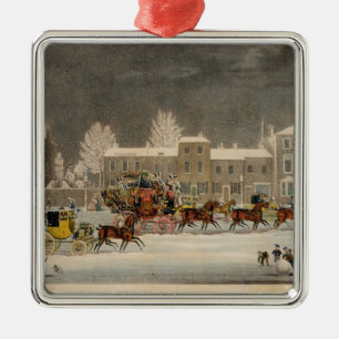 The Approach to Christmas, engraved by George Hunt Metal Ornament