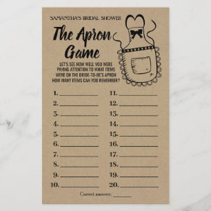 The Apron Game Bridal Shower Rustic Card