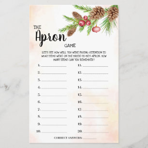 The Apron Game Christmas Bridal Shower Game Card