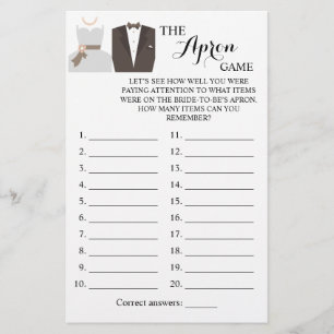 The Apron Shower Bride and Groom Game Card