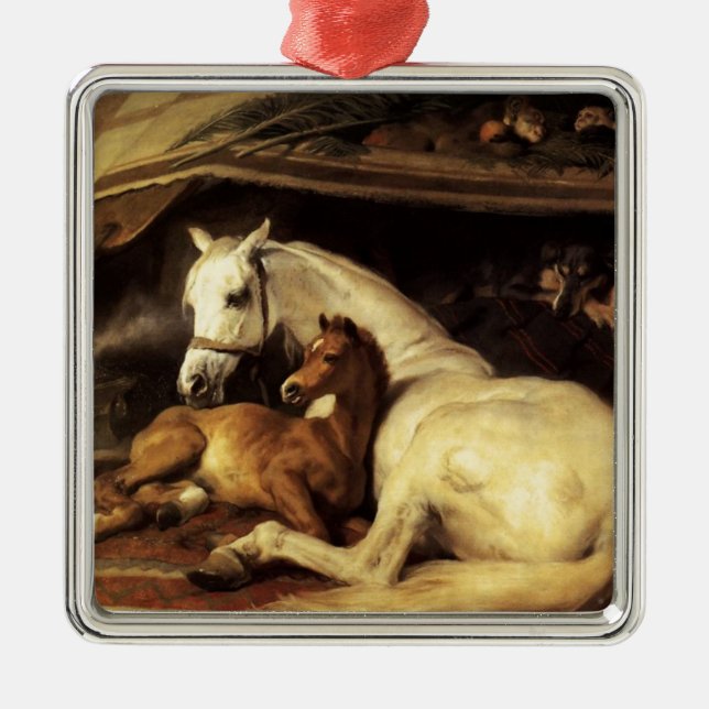 THE ARAB TENT WITH HORSES AND OTHER ANIMALS METAL ORNAMENT (Front)