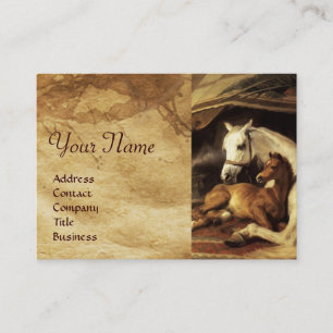 THE ARAB TENT WITH HORSES ,OTHER ANIMALS Parchment Business Card