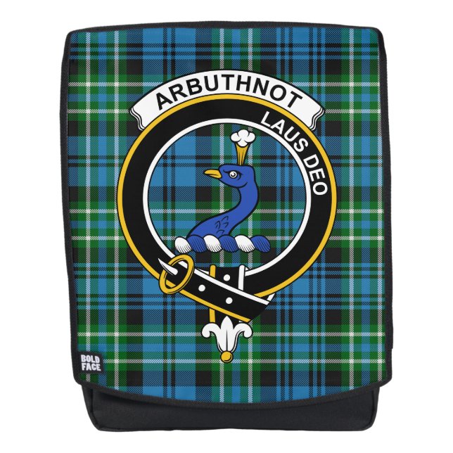 The Arbuthnott Hunting Clan Crest Tartan Plaid Backpack (Front)