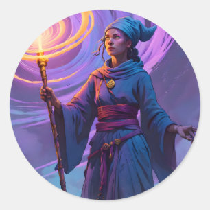 The Arcane Path – Fantasy Wizard Art Classic Round Sticker