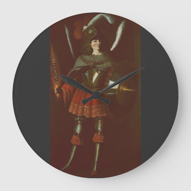 The Archangel Michael by Francisco de Zurbarán Large Clock (Front)
