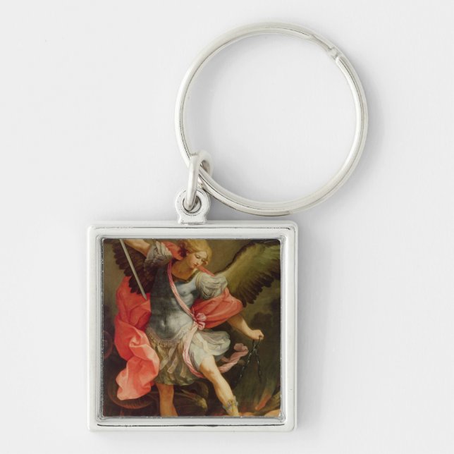 The Archangel Michael defeating Satan Keychain (Front)