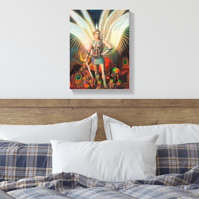 The Archangel Michael Defeats the Dragon Canvas Print (Insitu(Bedroom))
