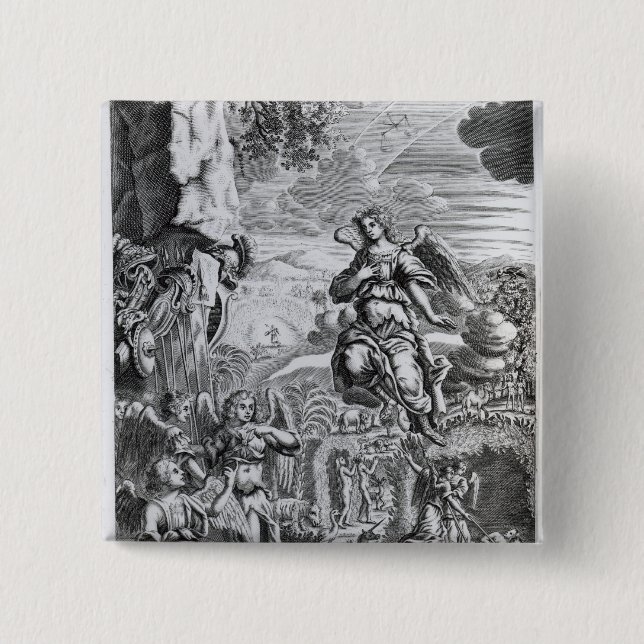The archangel Uriel informs Gabriel 2 Inch Square Button (Front)