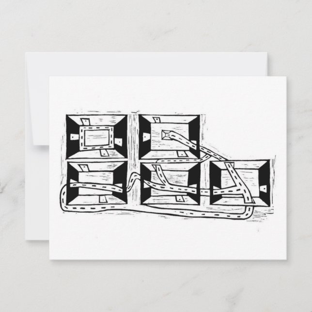 The Architecture of Connection Linocut RSVP Card (Front)