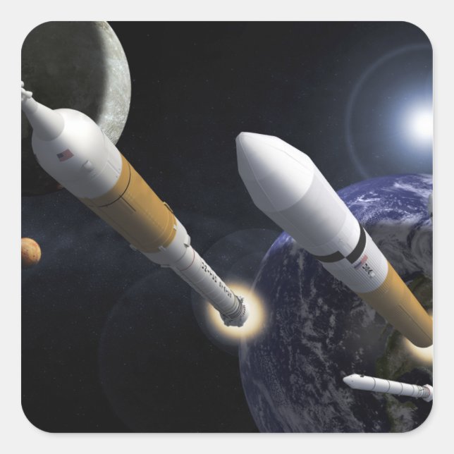 The Ares I Crew Launch Vehicle Square Sticker (Front)
