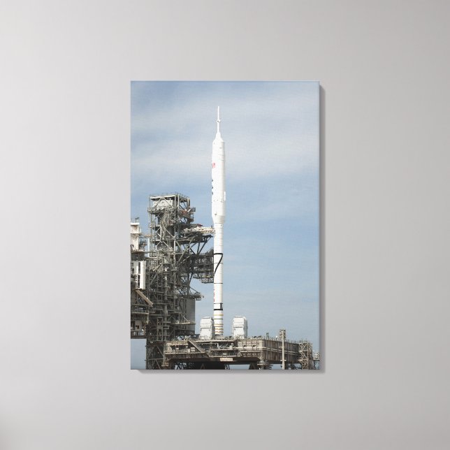 The Ares I-X rocket is seen on the launch pad Canvas Print (Front)