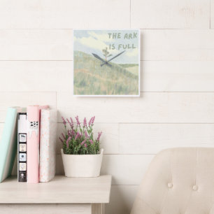 'The Ark Is Full' Funny Pet Space Modern Farmhouse Square Wall Clock