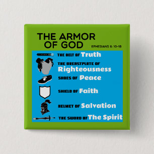 The Armour of God 2 Inch Square Button