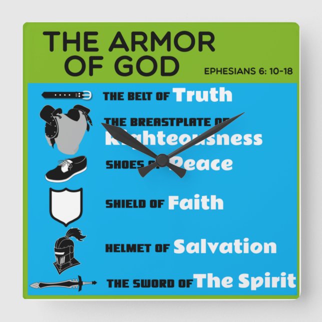 The Armour of God  Square Wall Clock (Front)