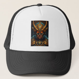 The Armoured Cyclops: Cyberpunk Villain Portrait w Trucker Hat