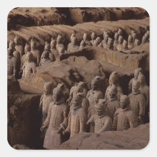 The Army of terra cotta warriors at Emperor Qin Square Sticker