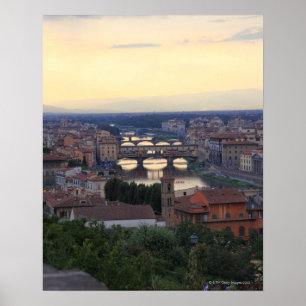 The Arno River and Ponte Vecchio in Florence, Poster