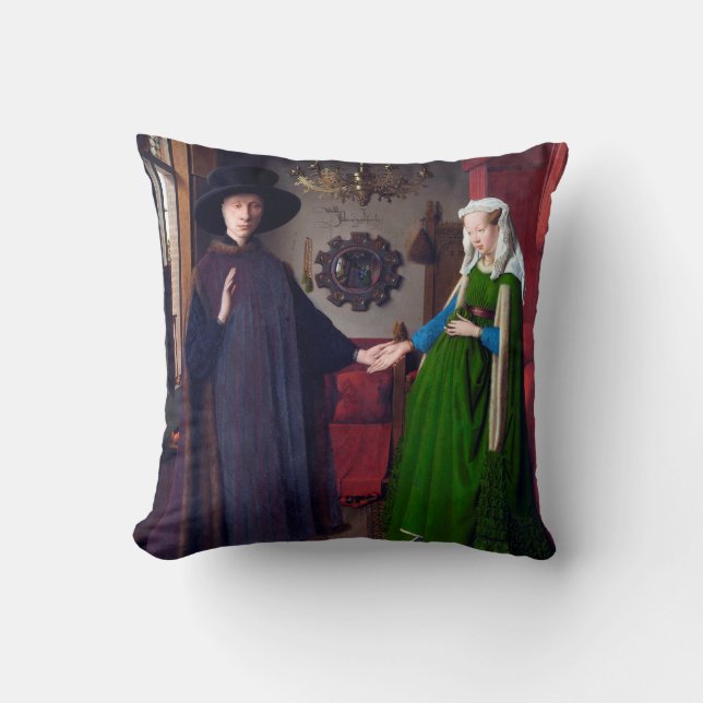The Arnolfini Portrait, Jan van Eyck Throw Pillow (Front)