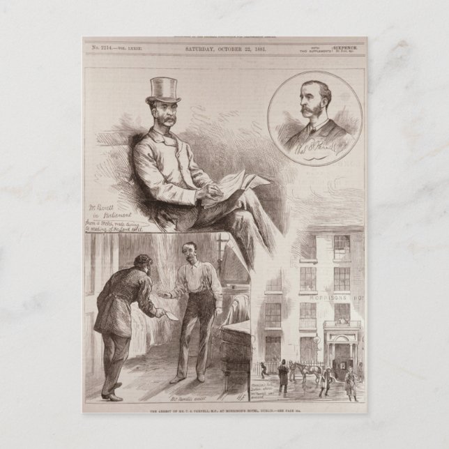 The Arrest of Mr. C.S. Parnell, MP Postcard (Front)