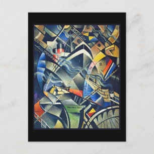 The Arrival by Nevinson with Black Background Postcard