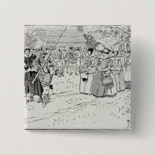 The Arrival of the Young Women at Jamestown 2 Inch Square Button